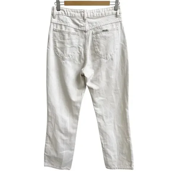 ROLLAS Original High Rise Straight Jeans Salt Color Cream Sz 28 Retro Pockets - Picture 3 of 10